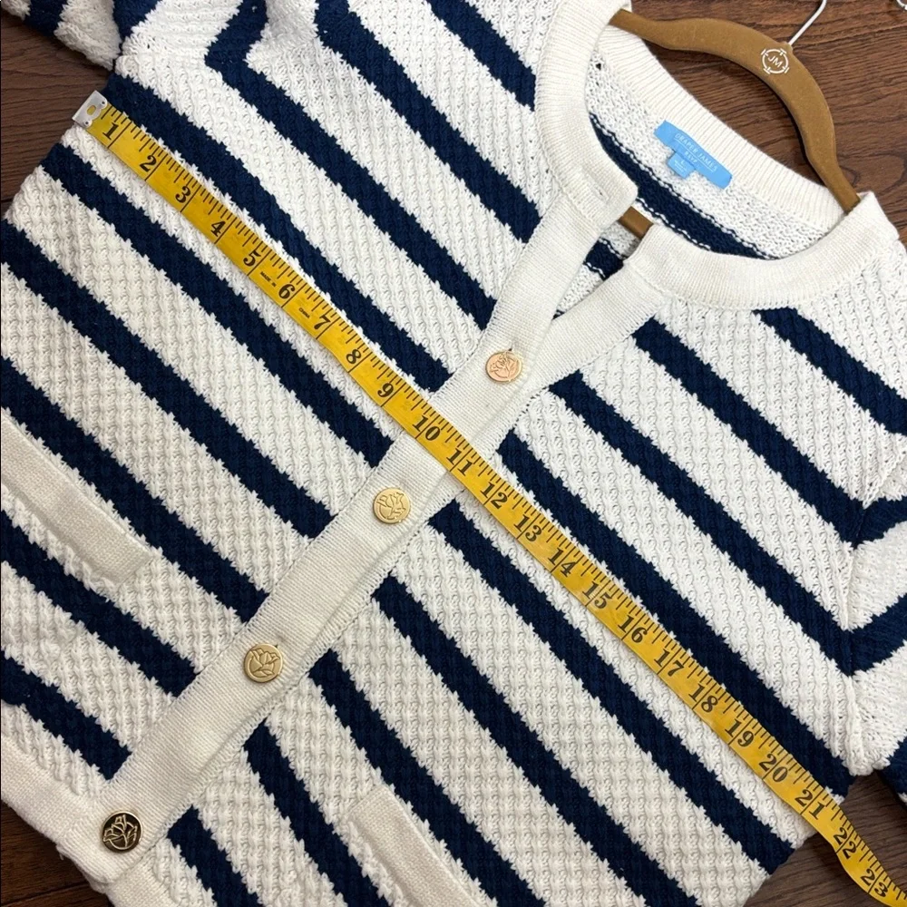 DRAPER JAMES RSVP Nautical stripe knit sweater button down size Large old money